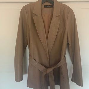Zara Basic faux leather blazer with belt